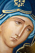 Crocifisso con specchi (particolare volto Maria)